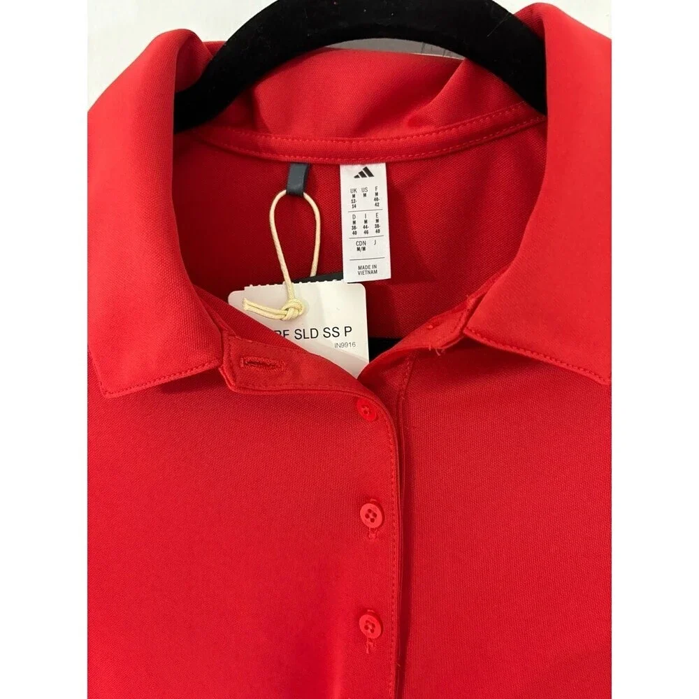 adidas Women's Performance Solid Short Sleeve Golf Polo Shirt - Collegiate Red